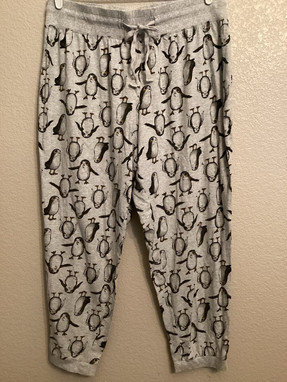 Disney Parks Star Wars Porg Last Jedi Gray pajama Lounge pants joggers XL